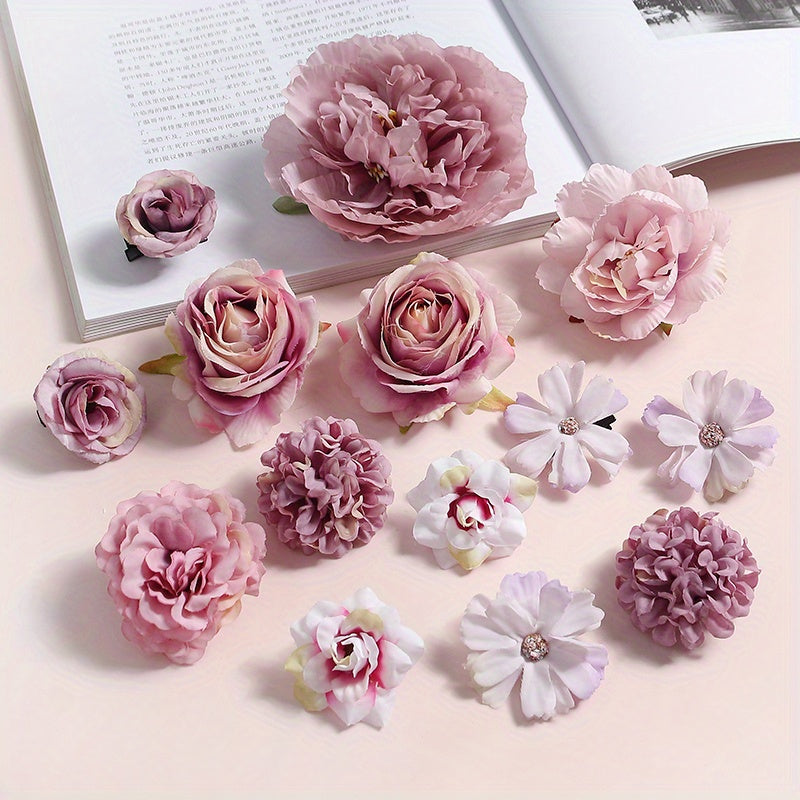 1 pack of silk rose flower heads for home decor, weddings, and DIY crafts - ideal for garlands and gift accessories.