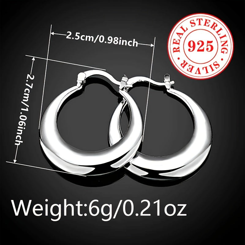 Stunning 925 Sterling Silver Hypoallergenic Hoop Earrings with Elegant and Sexy Style, Perfect for Women's Daily Wear or Special Occasions