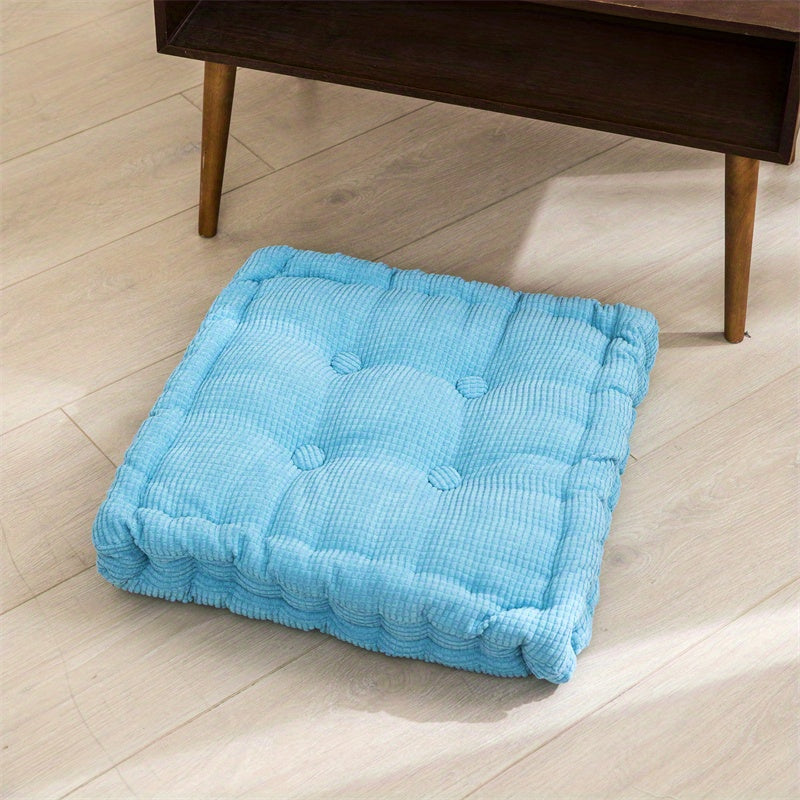 Comfortable meditation floor pillow for adults, tufted thick cushion for home decor in living room, bedroom, or office.