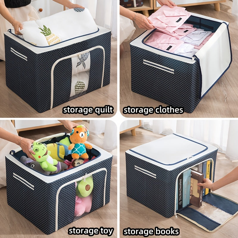 Multipurpose Storage Bins Set - Water-resistant and Moisture-Proof, Collapsible with Clear Window for Easy Viewing, Perfect for Clothing, Toys, and Various Items - Made of Tough Nylon/PVC Material