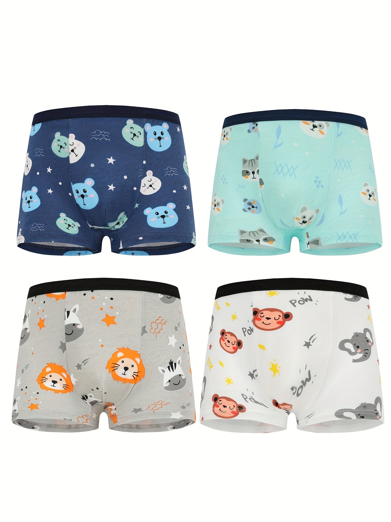 Pack of 12 boys' pure cotton boxer underwear with cute cartoon car pattern and dinosaur print. Comfortable, breathable, and soft.