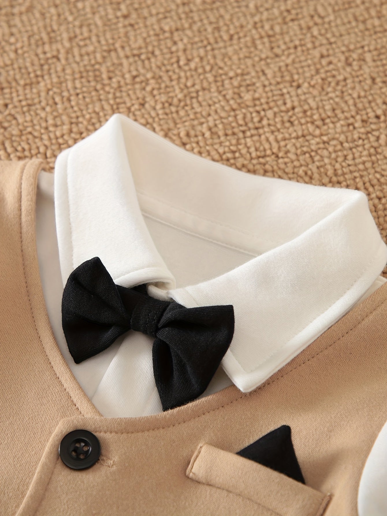 Baby's Gentleman Bowknot Cotton Long Sleeve Romper, ideal for Spring and Fall outdoor wear.