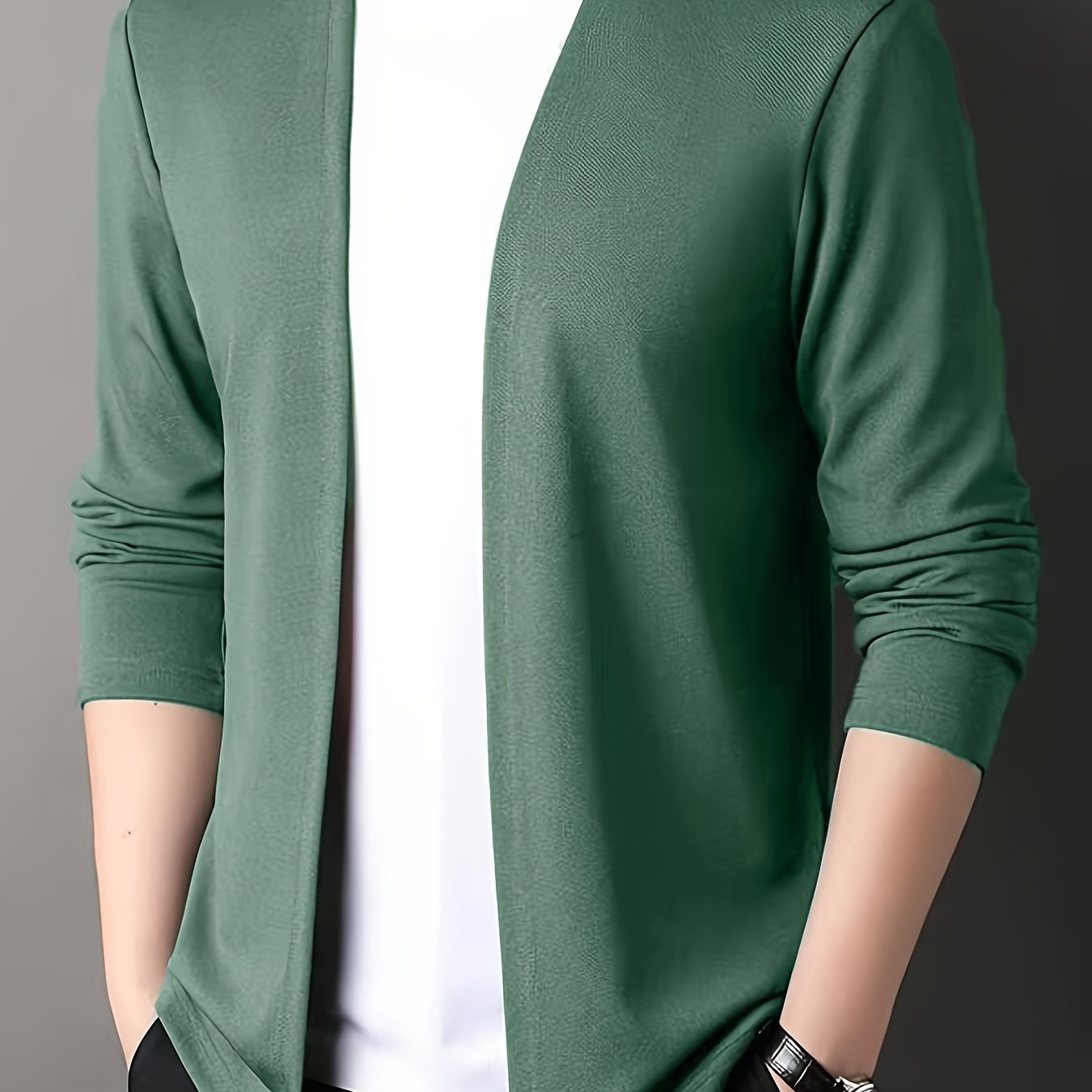 Men's slim-fit knitted cardigan for outdoor activities.