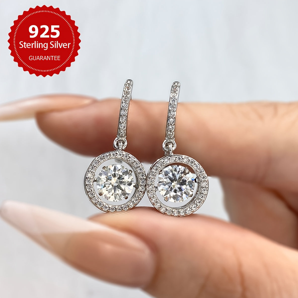 Luxurious 1CT Moissanite Hoop Earrings in 925 Sterling Silver, perfect for weddings and special occasions. These Round Dangle Earrings make a great Valentine's Day gift for women, adding a touch of elegance and luxury to any outfit. Show your loved one