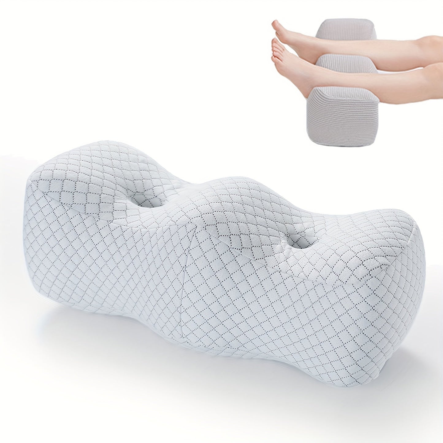 Elevate and support your lower body with our versatile pillow bundle including a knee pillow, leg elevation pillow, foot rest, leg support cushion, maternity pillow, positioning elevation pillows, ankle support pillow, leg bolster, lumbar pillow, and