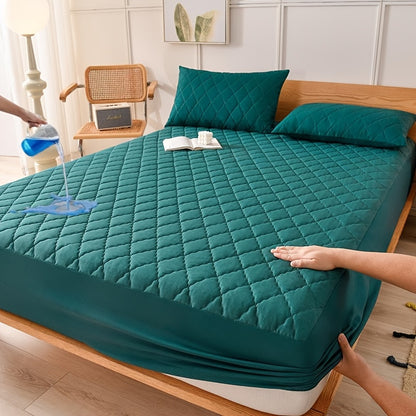 Waterproof mattress protector cover - quilted, machine washable, water-resistant. 80-85gsm polyester & polyurethane blend. Suitable for bedroom, dorm, hotel. Pillowcase not included.