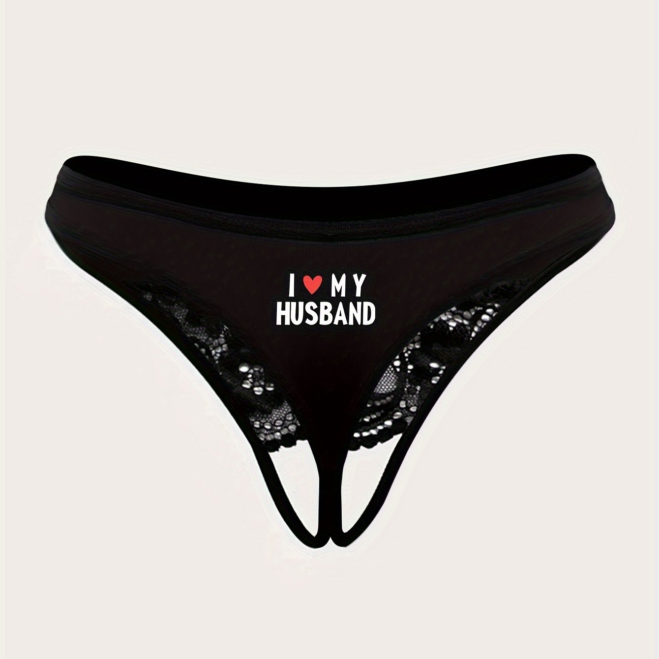 Heart print lace thongs for women: sexy lingerie for low-waisted, open-crotch style.