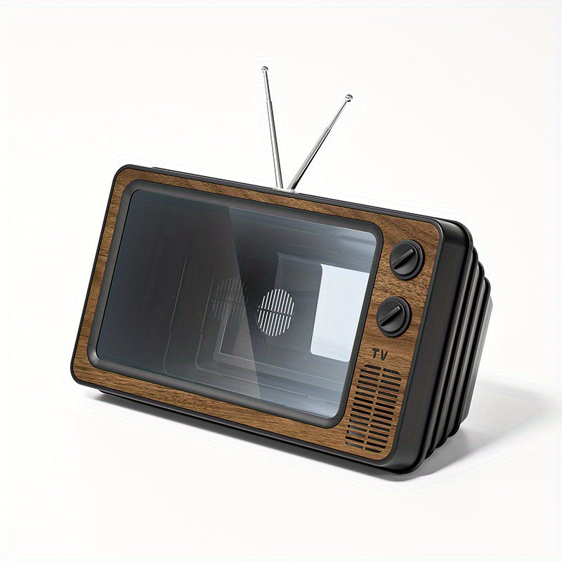 Vintage TV-shaped 30.48 cm phone screen amplifier magnifies 3D movies, videos, and games. Compatible with all smartphones.