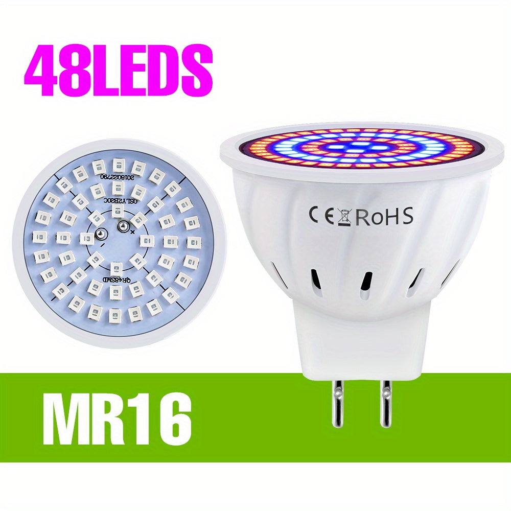 E27 LED Grow Light Bulb for Indoor Plants, Full Spectrum Hydroponic Lamp with 48/60 SMD2835 LEDs, Suitable for Greenhouse Tent Gardening.