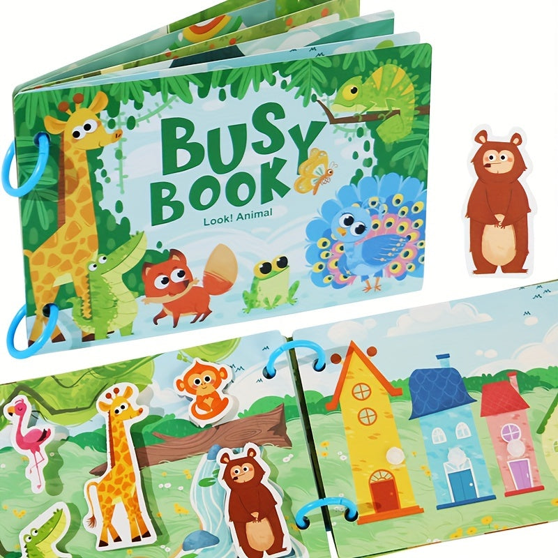 Children's early education busy book with animal traffic theme for quiet and beneficial intelligence development.