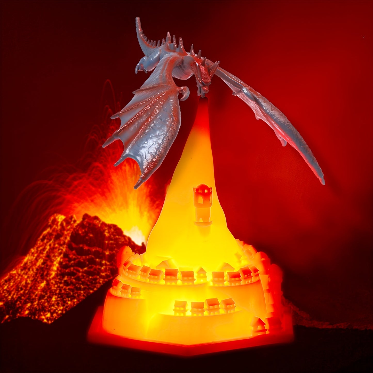 Dynamic Balance Dragon: Fire, Rotating and Breathing Night Light; Rechargeable Desktop Lamp for Bedroom.