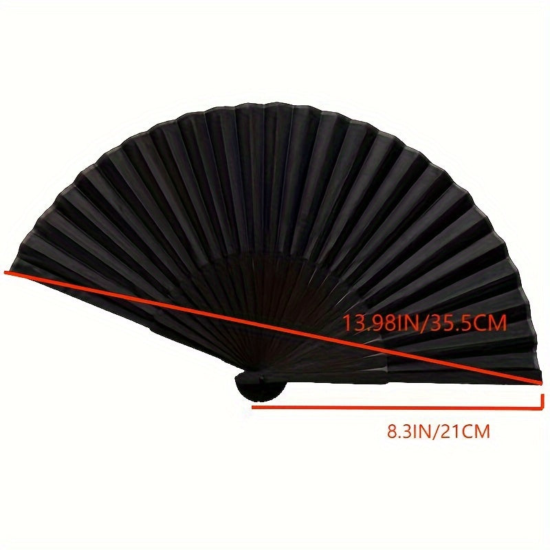 Chinese Style Folding Fan Set of 3 in Cool Black - Perfect Party Gift