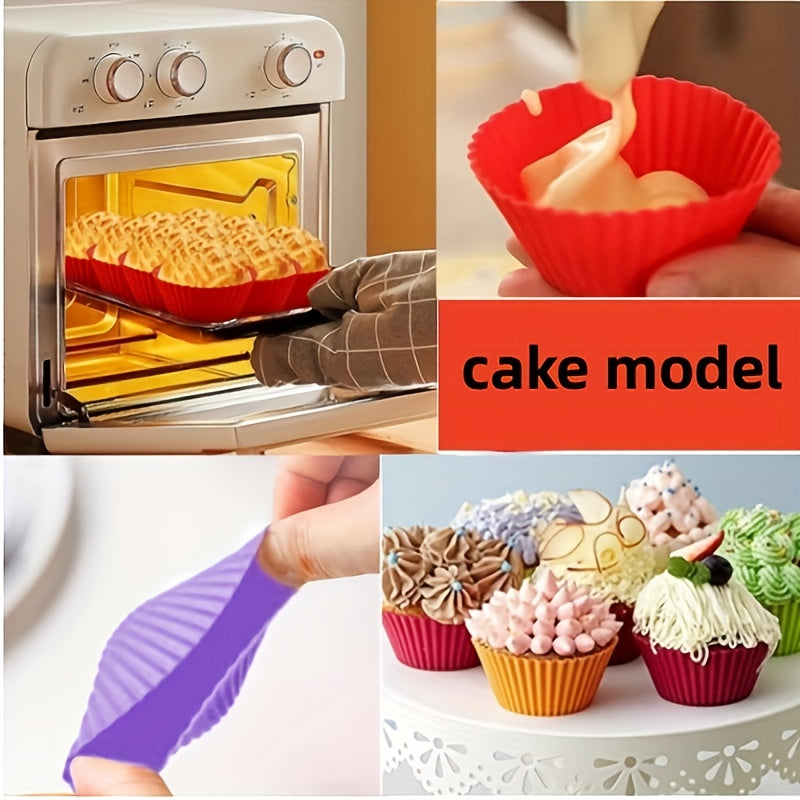 Pack of 12 or 18 Silicone Muffin Cups, Heat Resistant Cupcake Cups, Reusable Liners, Muffin Molds, Baking Tools, Kitchen Gadgets, and Accessories.