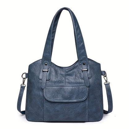 Stylish tote bag for women with large capacity, waterproof material, detachable shoulder strap, multiple compartments, button accents, and available in various colors.