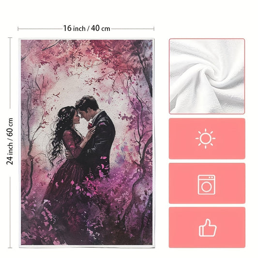 Set the mood in your kitchen with these 2 pieces of Romantic Cherry Blossom Kitchen Towels. These towels are ultra soft and highly absorbent, measuring at 40.64x60.96 cm. They are machine washable and made of polyester, making them durable for everyday