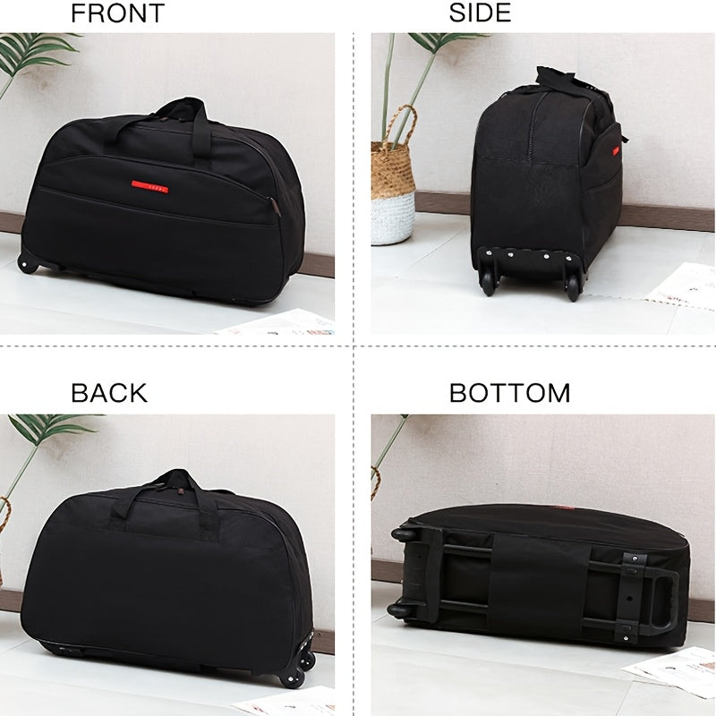 A compact folding rod travel bag, spacious backpack, lightweight tote, solid color large luggage bag, and convenient outdoor travel bag, perfect for daily outings.