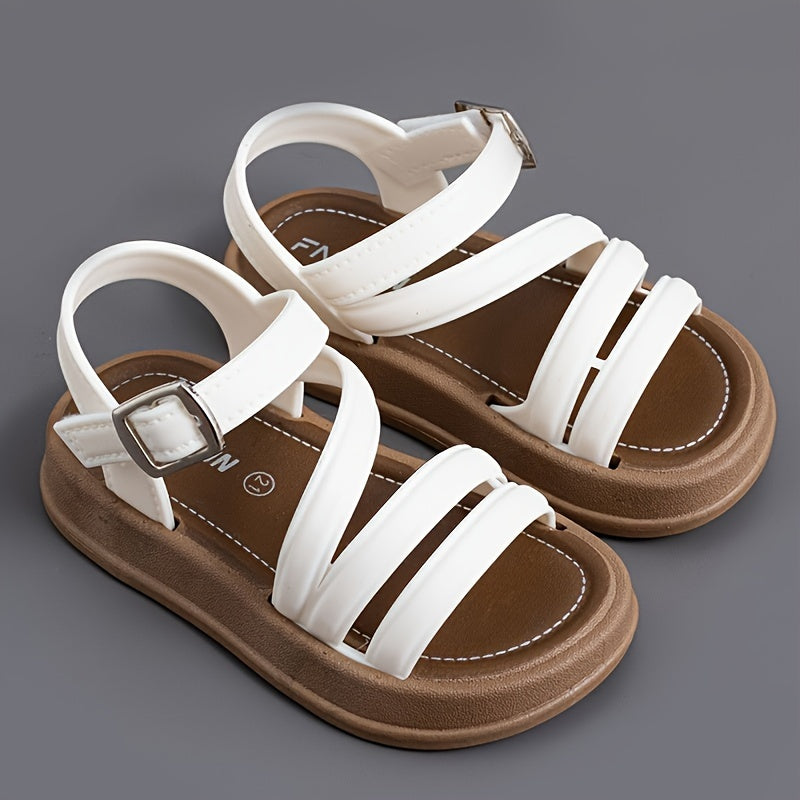 Quick-dry, fashionable girls' sandals for beach and outdoor activities with adjustable hook-and-loop closure and open-toe design.