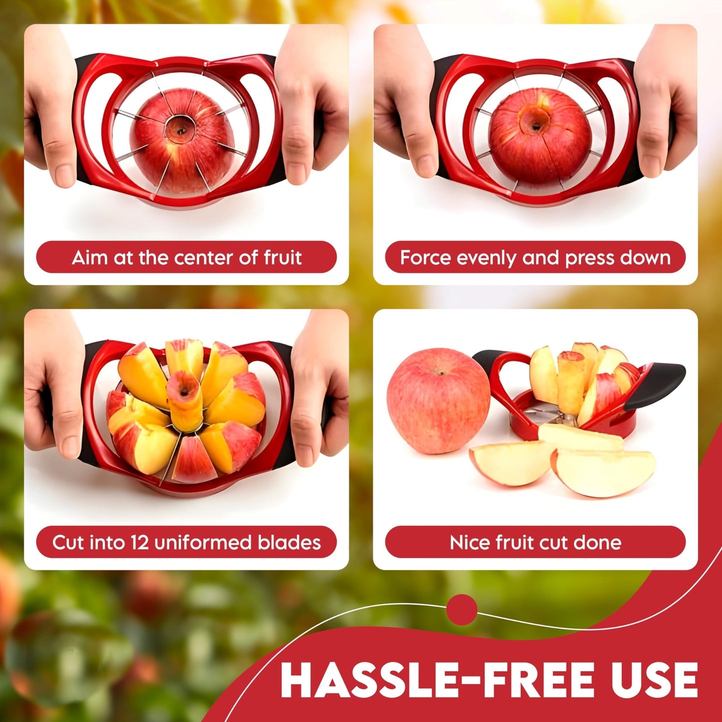 Large Safety Fruit Cutter made of Stainless Steel with Hand Guards for Easy Slicing and Coring of Apples