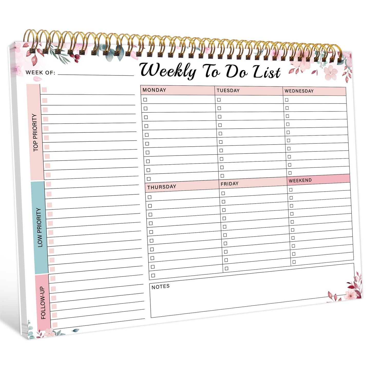 BUBU Student Weekly To-Do List Planner - English Academic Schedule Notebook with Work Organizer, Priorities, and Notes