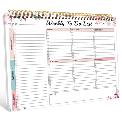 BUBU Student Weekly To-Do List Planner - English Academic Schedule Notebook with Work Organizer, Priorities, and Notes