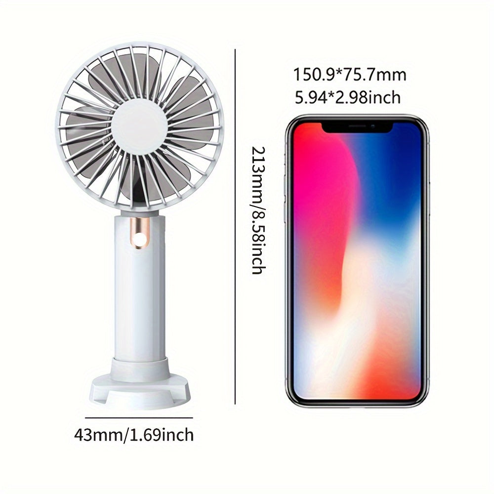 Stay cool anywhere with this lightweight, handheld mini fan that is ultra-portable and USB rechargeable. Perfect for office, outdoor activities, travel, and camping.