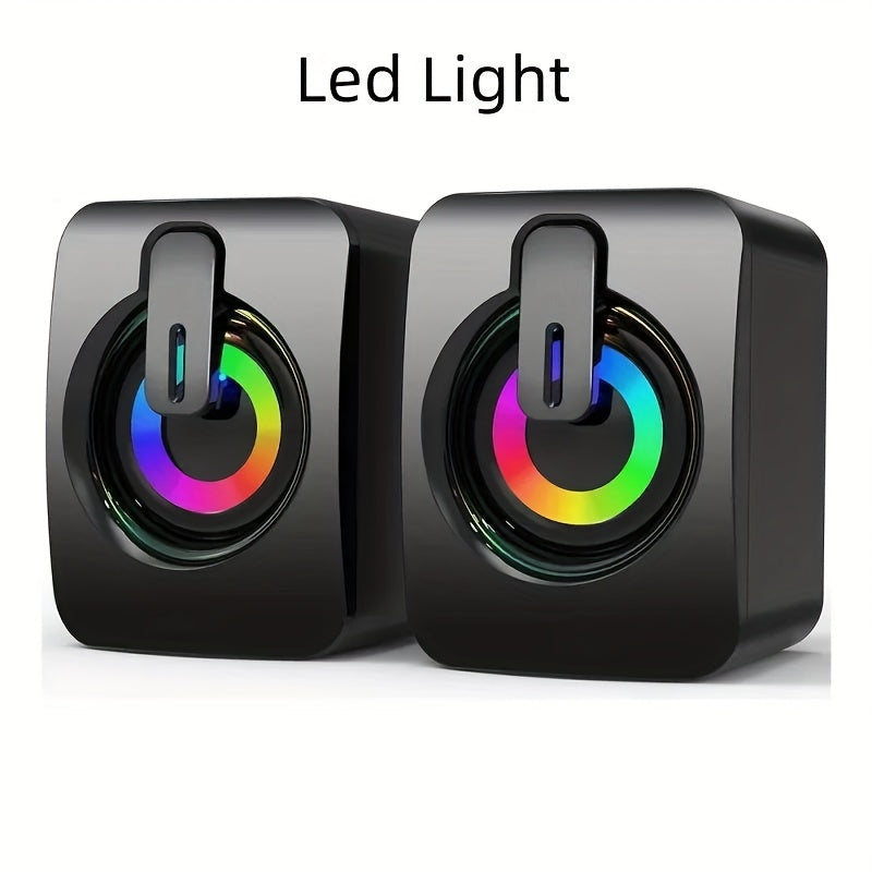 USB wired computer speaker with LED light for home office desktop gaming.