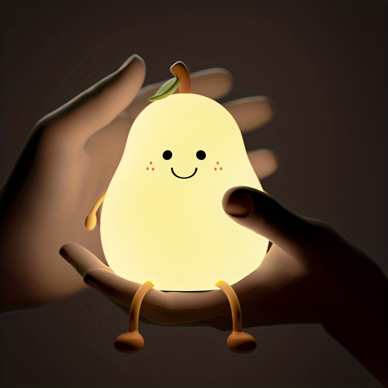 1pc Cute Pear Shaped Silicone Night Light, USB Charging, 7 Color Modes, Perfect for Any Room or as a Gift.