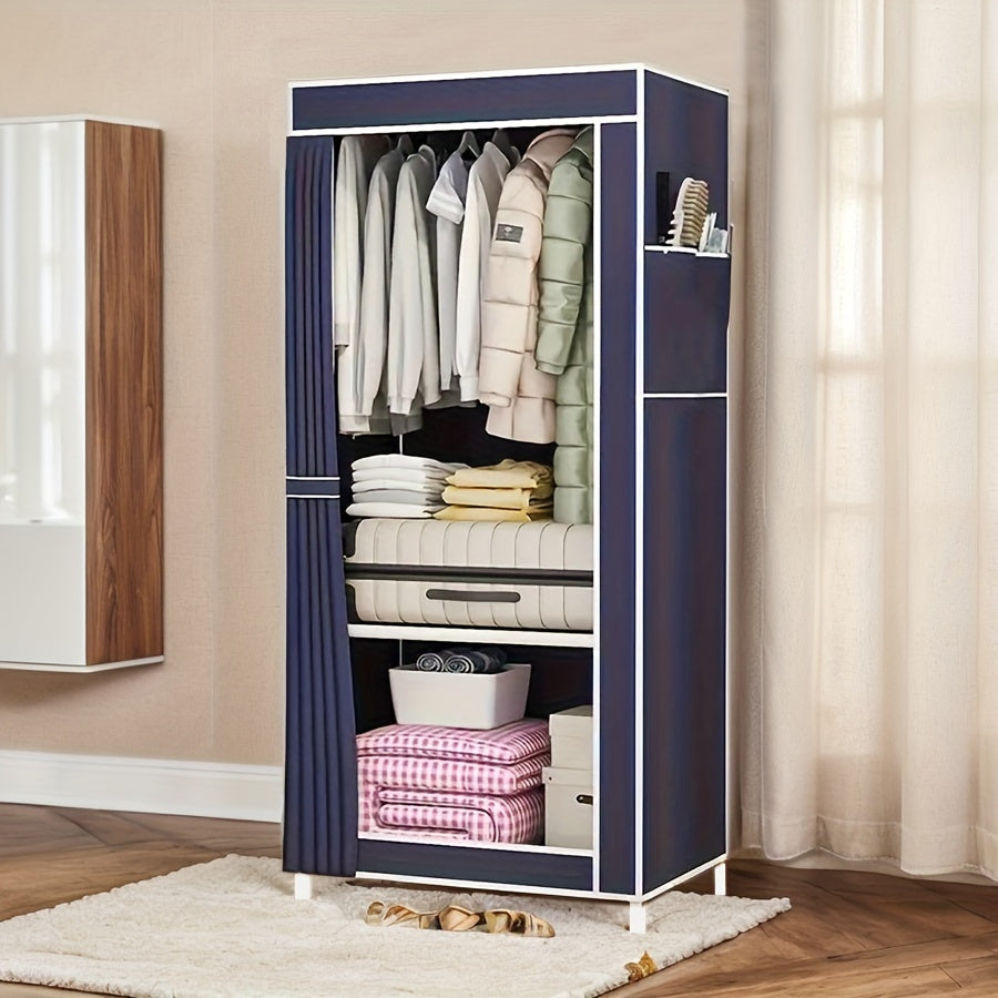 Durable Metal Freestanding Wardrobe made of Sturdy Stainless Steel - Spacious 3.2 Cubic Feet Storage Cabinet, Simple Assembly, Long-lasting Construction, Closet Organization, Portable Closet Option