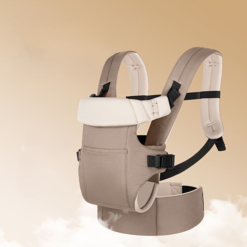 Adjustable polyester baby carrier for infants and toddlers up to 15.88KG, with ergonomic design and front carry wrap. Suitable for newborns to 3-year-olds.