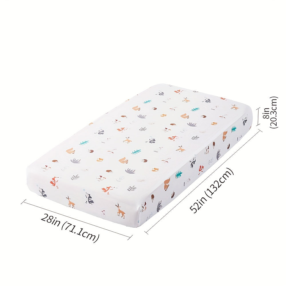 Woodland Animal Nursery Bedding Set includes 3 pieces of BEEWEED polyester crib sheets with a soft blanket and skirt for boys and girls. This machine washable set is perfect for Christmas, Thanksgiving, and Halloween gifts.