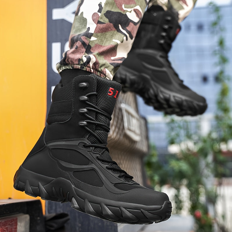 Durable high top hiking boots for men, ideal for outdoor activities.