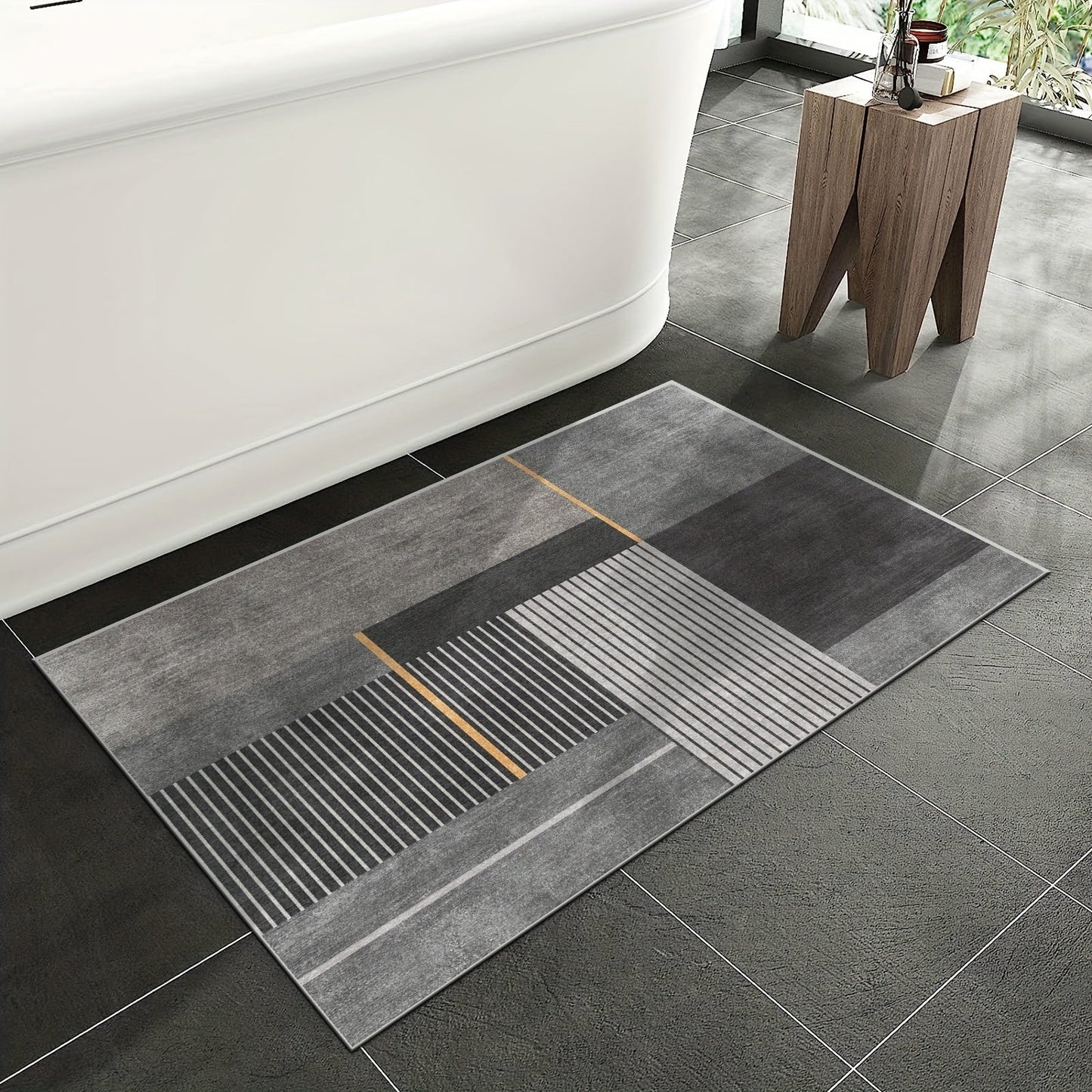 Non-Slip Kitchen Mat with Luxury Design - Oil & Waterproof, Easy-Care Machine Washable Polyester Runner Rug for Stylish Home Decor