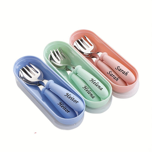 Make mealtime extra special with our customized children's tableware spoon and fork storage box set! Personalize it with any name for a unique touch. This set makes a perfect Easter gift for the little ones in your life.