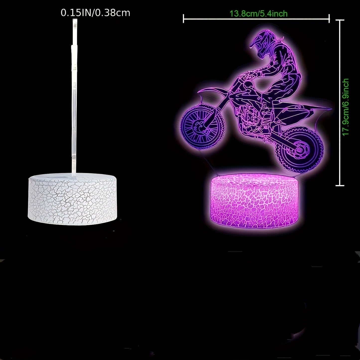 Motocross 3D night light with 16 colors, touch and remote control. Ideal gift for boys and friends.