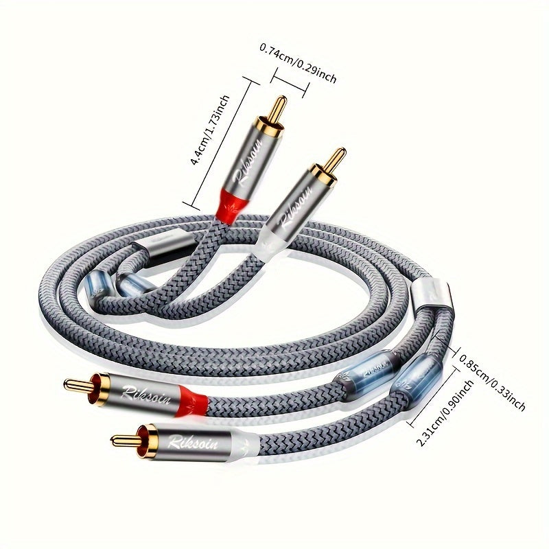 RIKSOIN High-Fidelity Audio Cable with Double Magnetic Rings: 2RCA Male to 2RCA Male Stereo Audio Cable for Home Theater, HD TV, Amplifiers, Hi-Fi Systems, Speakers, with Anti-Interference