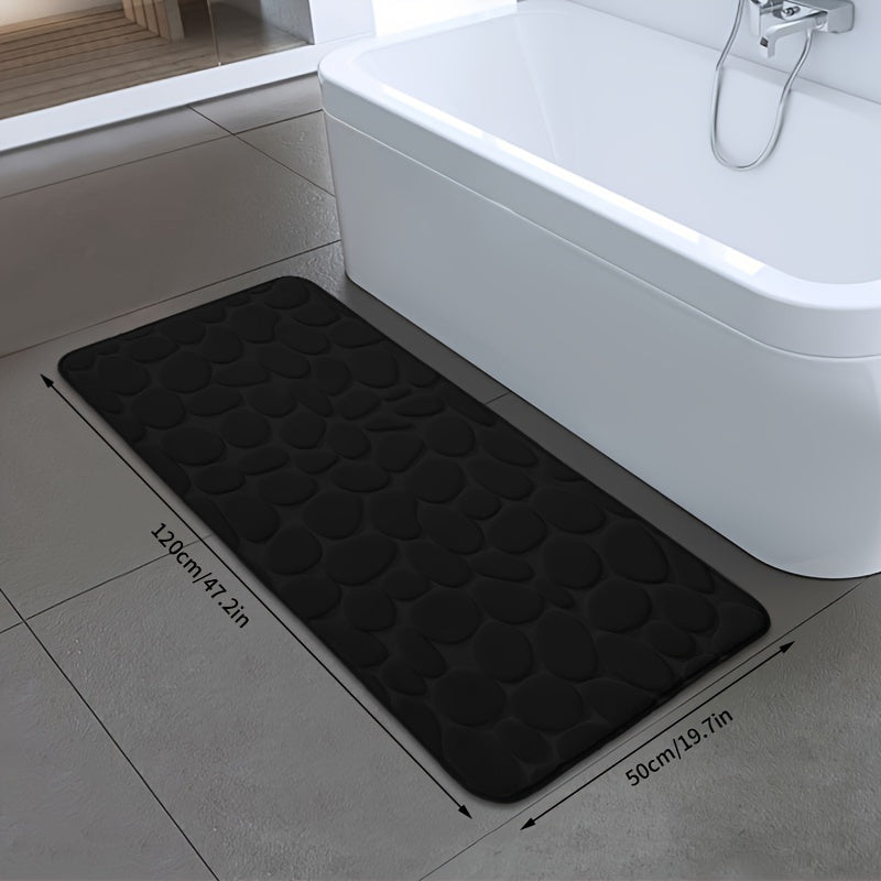 Quick-Dry Pebble Bath Mat, Thick Non-Slip Sponge Floor Mat for Bathroom, Machine Washable, Soft Coral Fleece - Ideal for Home Decor in Kitchen, Laundry Room, Bedroom, and Bathroom.