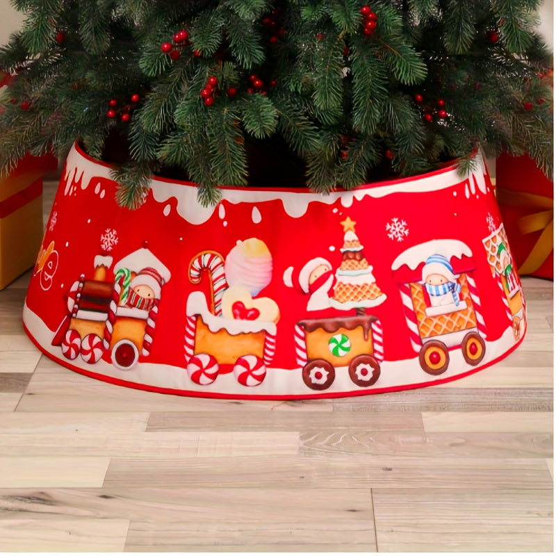 Christmas tree skirt with creative printed sequins, perfect for festive scene decorations in homes, offices, and themed parties.