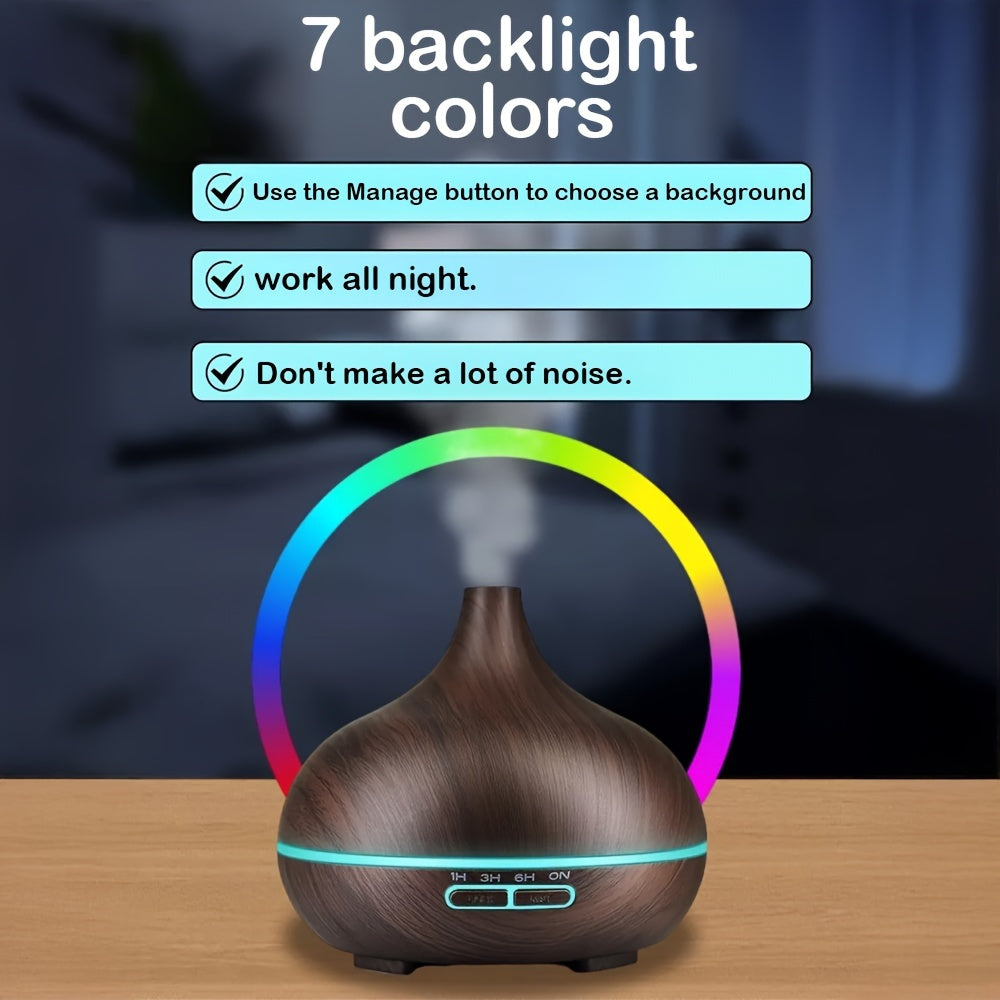 USB-powered aromatherapy diffuser with remote control, auto shut-off, perfect for bedroom ambiance, 18.6oz.