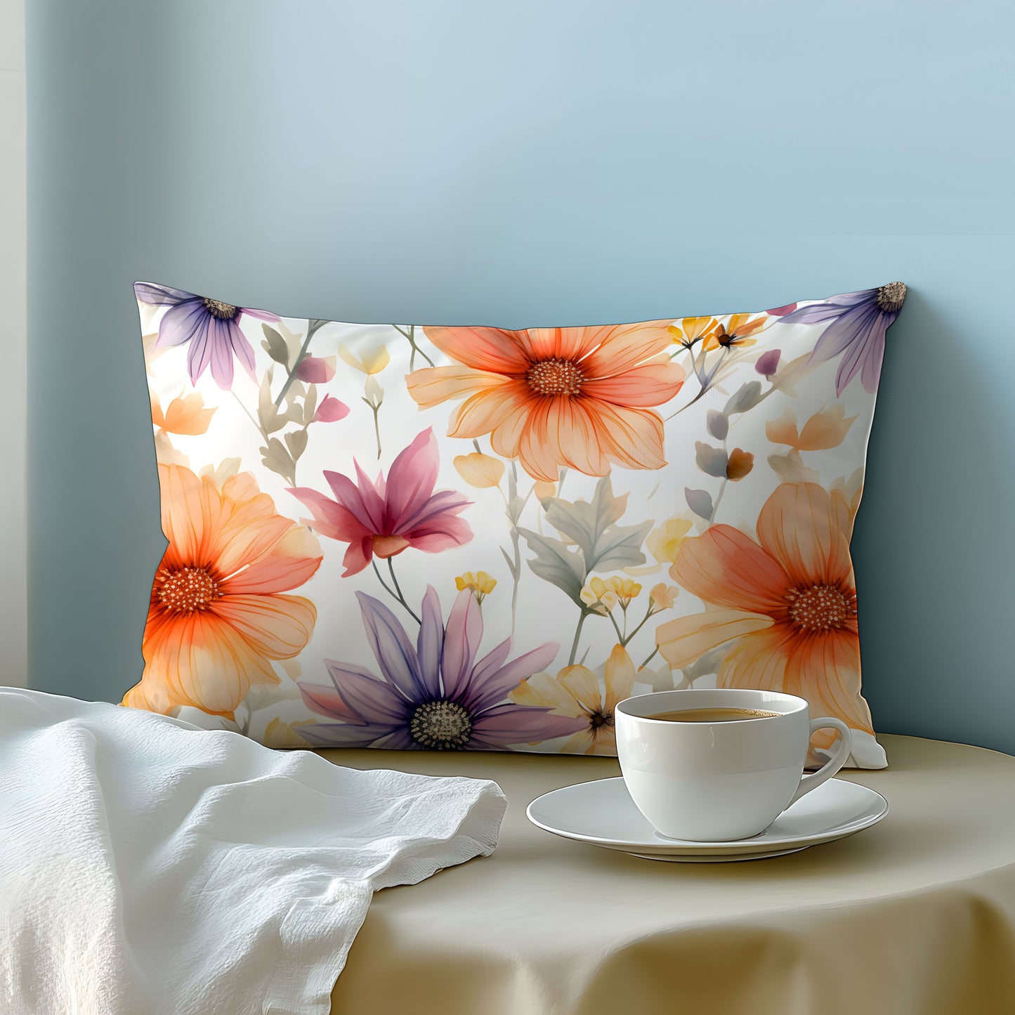 Orange Floral 3D Print Pillowcase, Made with Soft Skin-Friendly Fabric, Machine Washable and Envelope Closure. Perfect for Bedroom, Guest Room, or Hotel. Ready to Gift.