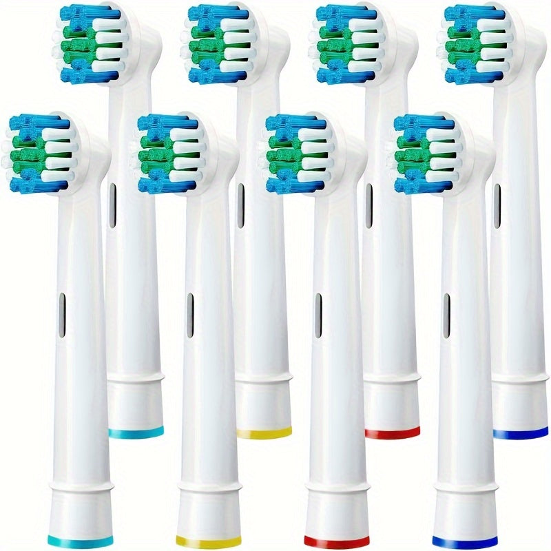 Electric toothbrush replacement heads for Oral B models are available in packs of 4, 8, or 16.