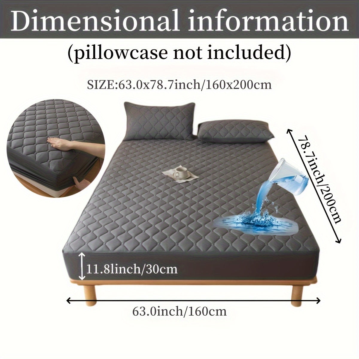 Waterproof Noiseless Embossed Mattress Protector with a 29.97cm Deep Fitted Cover, Dustproof and Thick Breathable Washable Incontinence Bed Sheet suitable for Single/Twin/Full/Queen/King Bed Sizes - Perfect for Bedroom, Guest Room, Apartment, or School