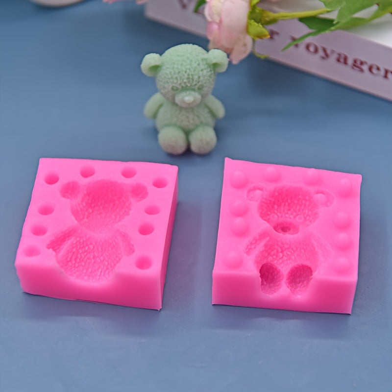 Silicone Mold Set - Adorable 3D Bear Shape for Fondant, Chocolate, Biscuits, Puddings, Cakes, Soap, Candles, Gypsum, and More! Perfect for Baking, Decorating, and DIY Projects in the Kitchen.