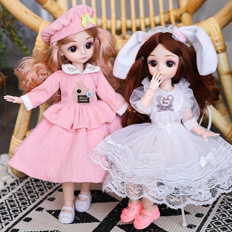 29.97cm Fashion Doll Set with Pink & White Outfits - Cute Surprise Doll in Mixed Colors, Durable ABS Resin - Includes Doll Skirt & Party Attire - Ideal Birthday Gift for Girls & Doll