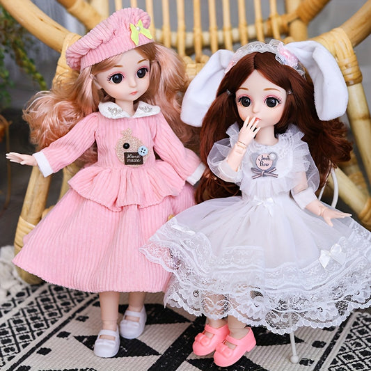 29.97cm Fashion Doll Set with Pink & White Outfits - Cute Surprise Doll in Mixed Colors, Durable ABS Resin - Includes Doll Skirt & Party Attire - Ideal Birthday Gift for Girls & Doll