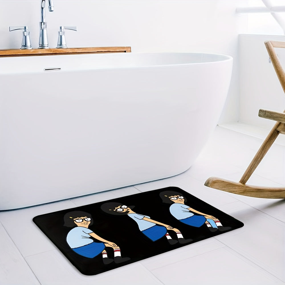 Welcome to Bob's Cartoon Burger living room! This decorative rug is perfect for kitchen or bathroom decor. It is an absorbent, anti-slip door mat measuring 40.64 x 60.96 cm.