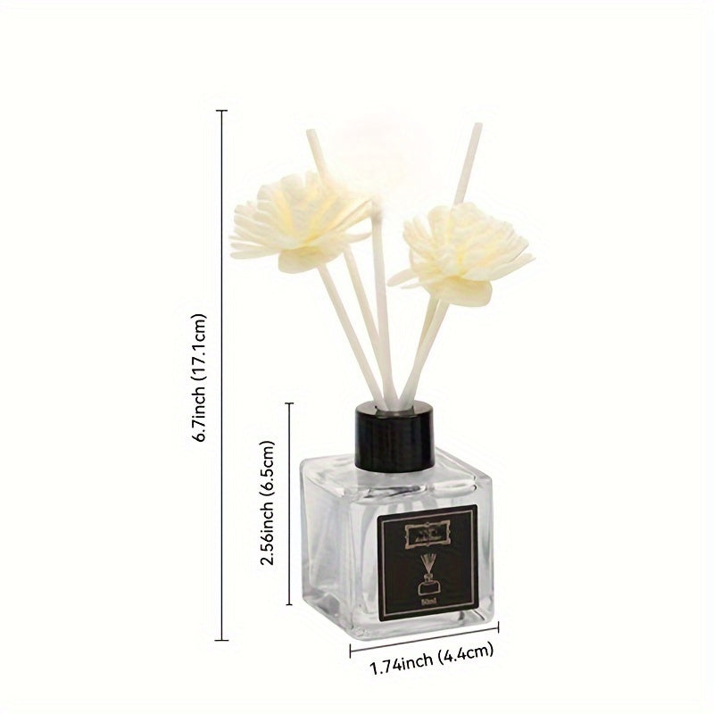 50ml Flameless Reed Diffuser Set with Essential Oil Fragrance, Dried Flowers - Ideal for All Seasons, Perfect for Bedroom, Living Room, Hotel Decor, Christmas, Thanksgiving.