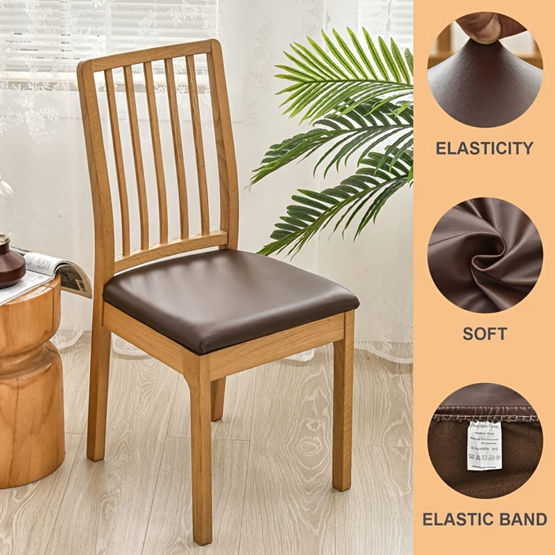 Waterproof PU leather chair slipcovers for dining room, kitchen, hotel, and home décor.