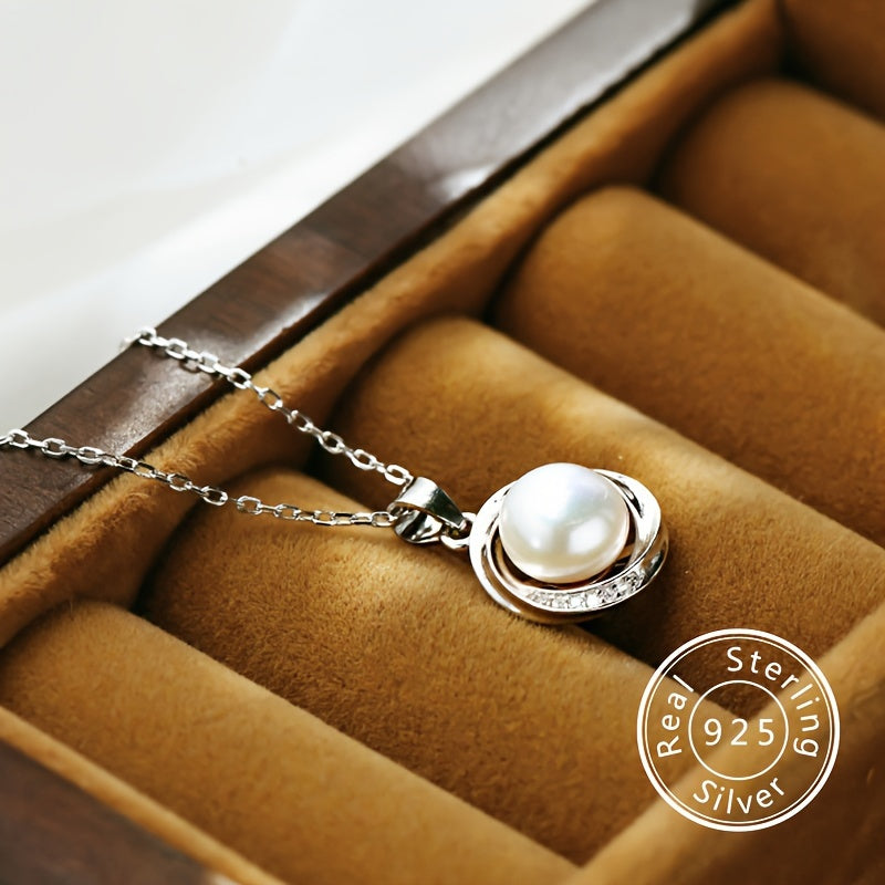 This elegant freshwater pearl pendant necklace is crafted from 2.7g of pure S925 silver, perfect for women to wear daily with style and ease.