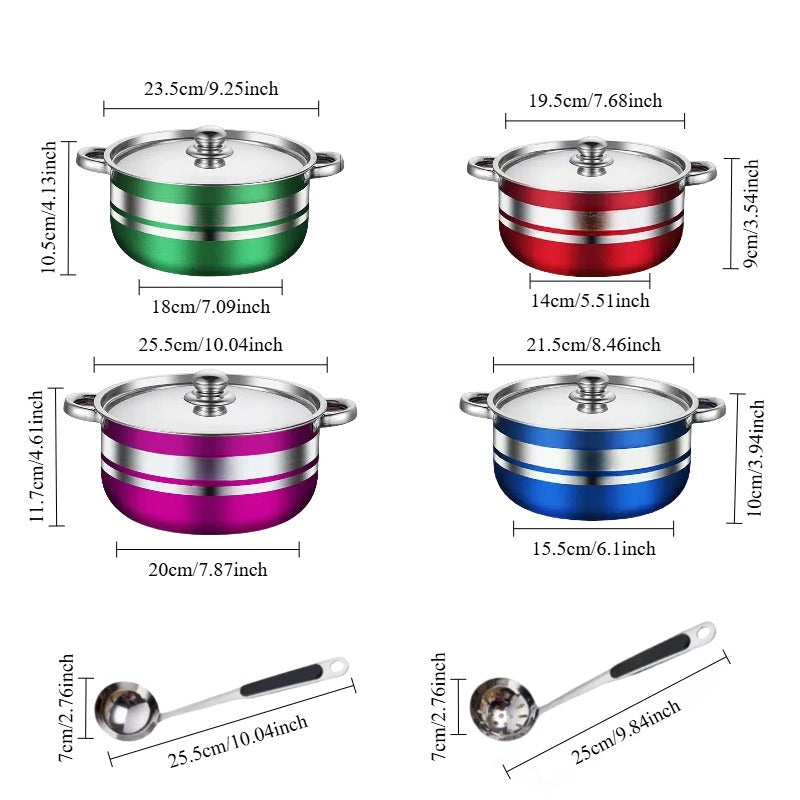 Stainless Steel Cookware Set - 10 Pieces with Lids, Versatile Kitchen Pots, Sturdy Stockpot and Saucepan Combo, Must-Have Cooking Essentials for the Home