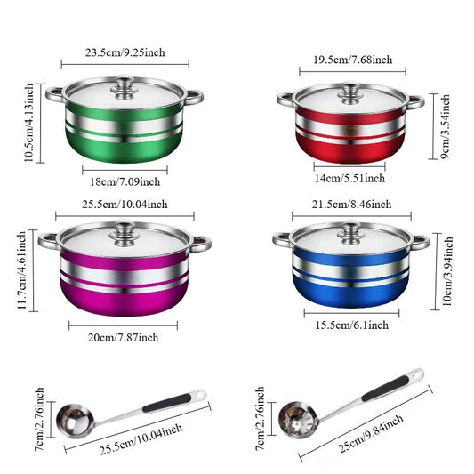 Stainless Steel Cookware Set - 10 Pieces with Lids, Versatile Kitchen Pots, Sturdy Stockpot and Saucepan Combo, Must-Have Cooking Essentials for the Home